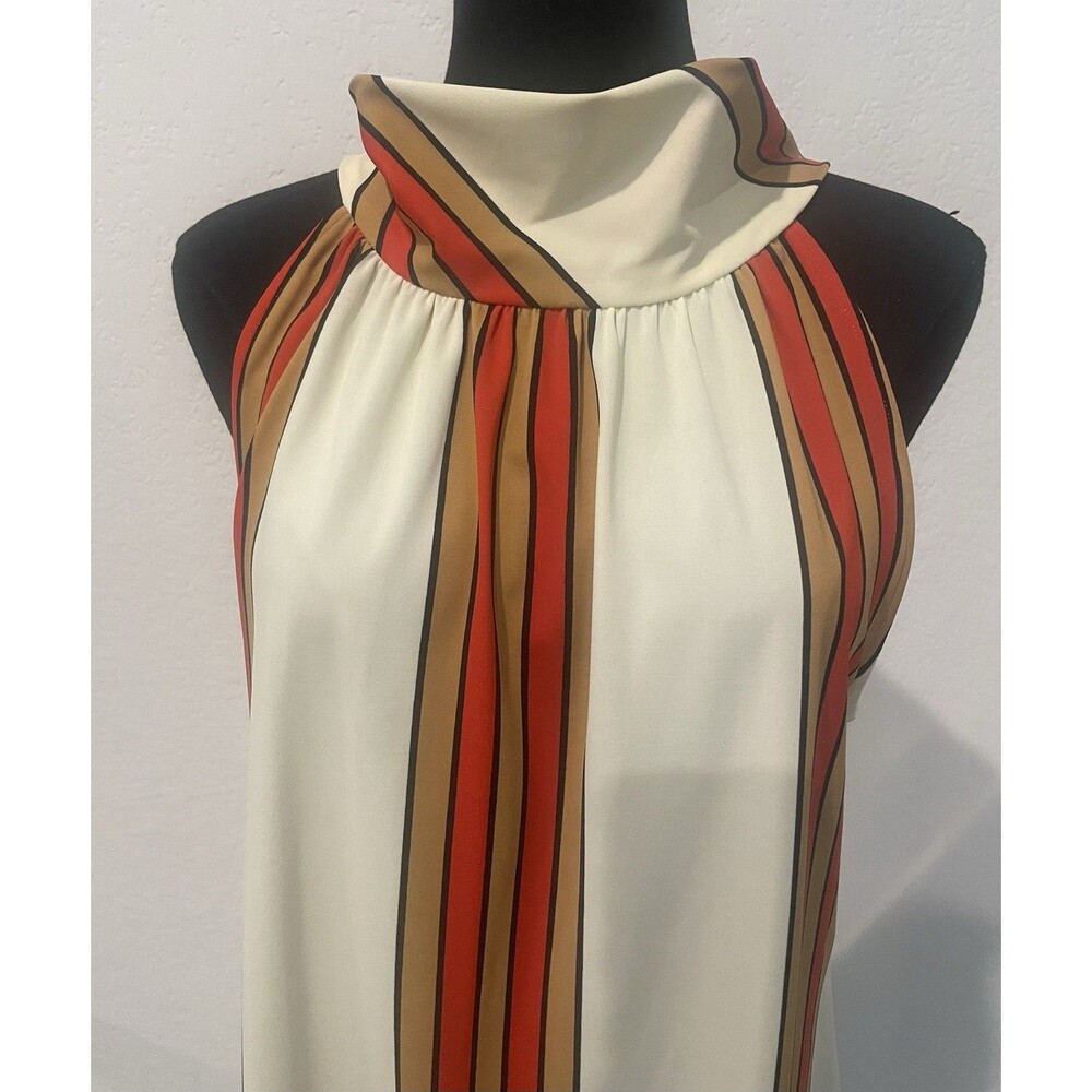 JUDE CONNALLY Smooth Stretch Tank Orange Brown Geo Print Tunic Mod L Large